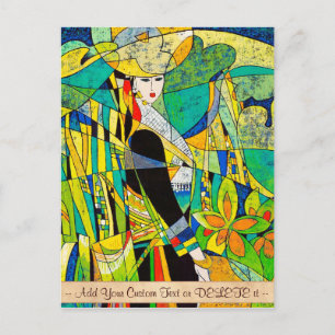 Dress Up Ping Hao oriental abstract painting art Postcard