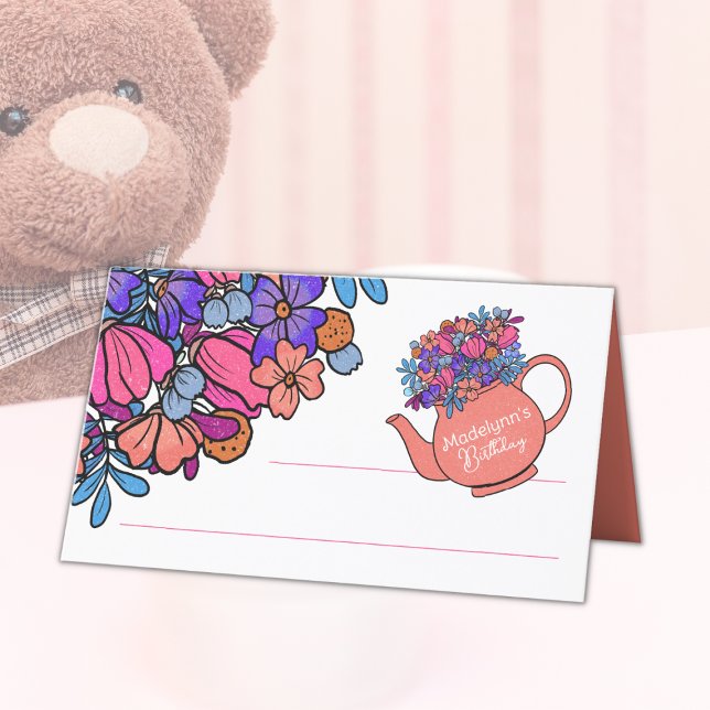 Dress Up Tea Party Girls Birthday Place Card (Creator Uploaded)
