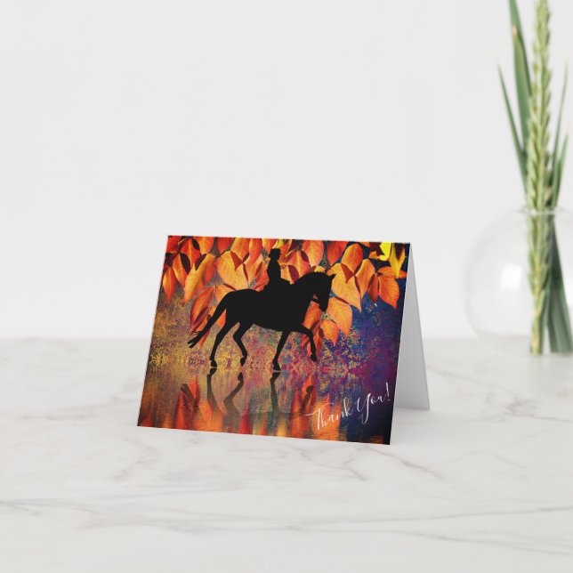 Dressage Autumn Reflections Horse Thank You Card (Front)