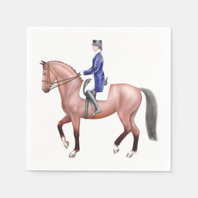 Dressage Bay Horse Equestrian Paper Napkins (Front)