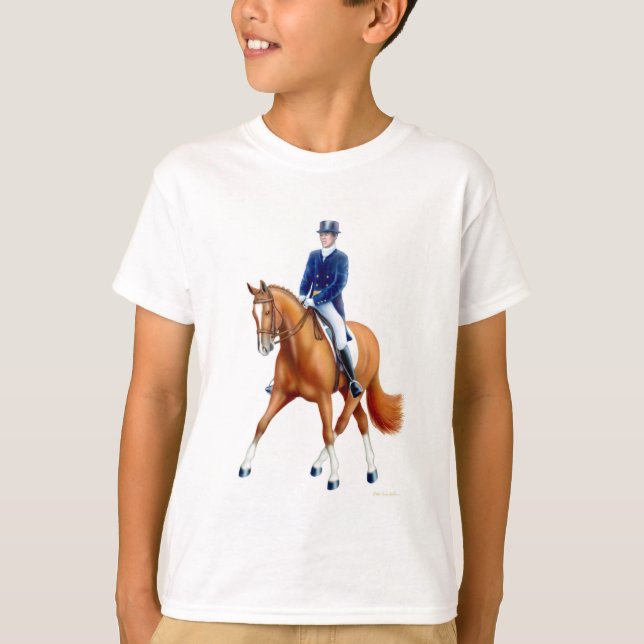 Dressage Half Pass Kids Ringer T-Shirt (Front)
