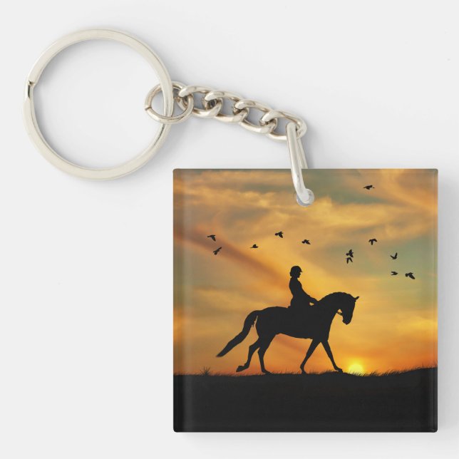 Dressage Horse and Rider Key Chain (Front)