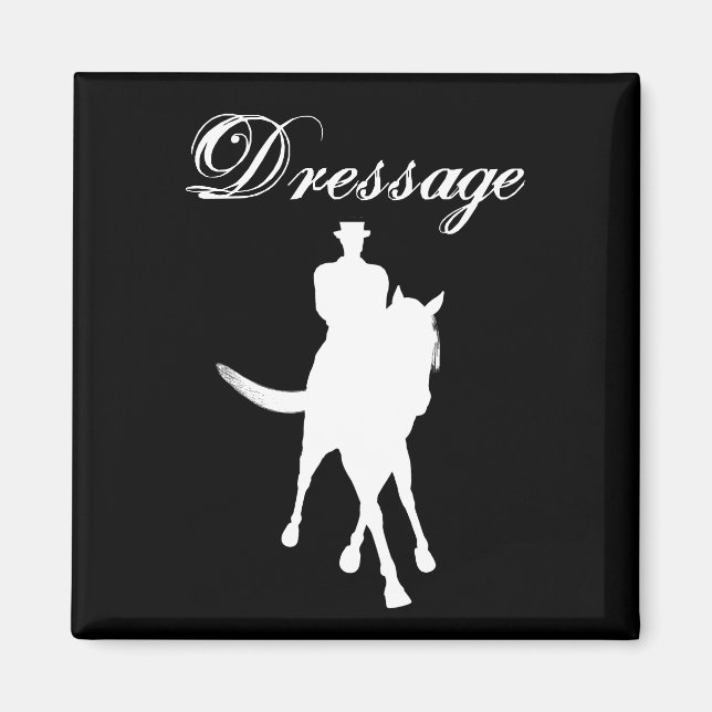 Dressage Horse And Rider Silhouette Dark Magnet (Front)