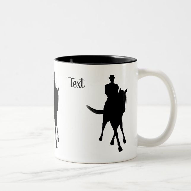 Dressage Horse And Rider Silhouette Personalised Two-Tone Coffee Mug (Right)
