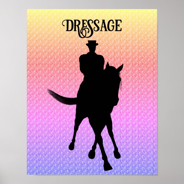 Dressage Horse And Rider Silhouette Poster (Front)