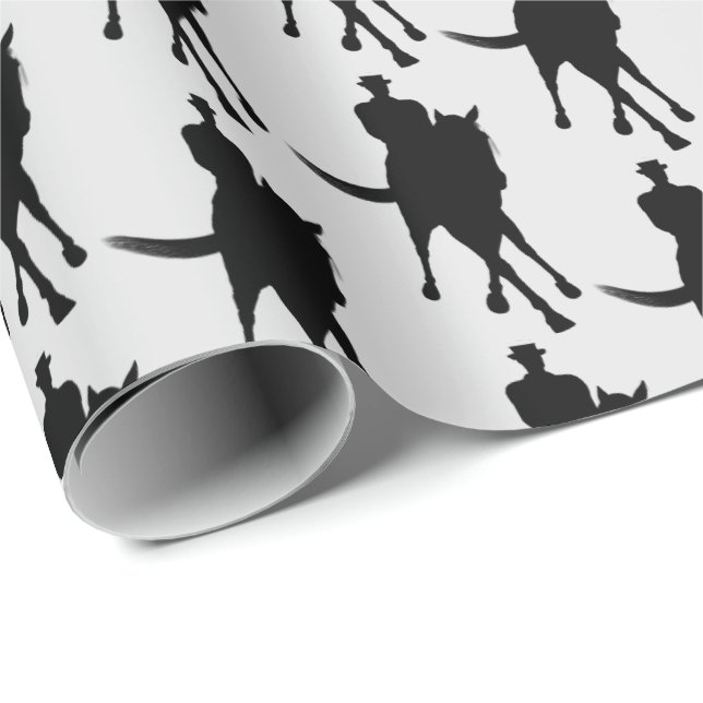 Dressage Horse And Rider Silhouette    Wrapping Paper (Roll Corner)