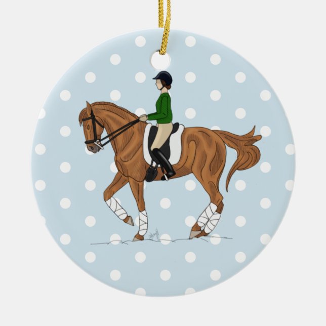 Dressage Horse Ceramic Tree Decoration (Front)