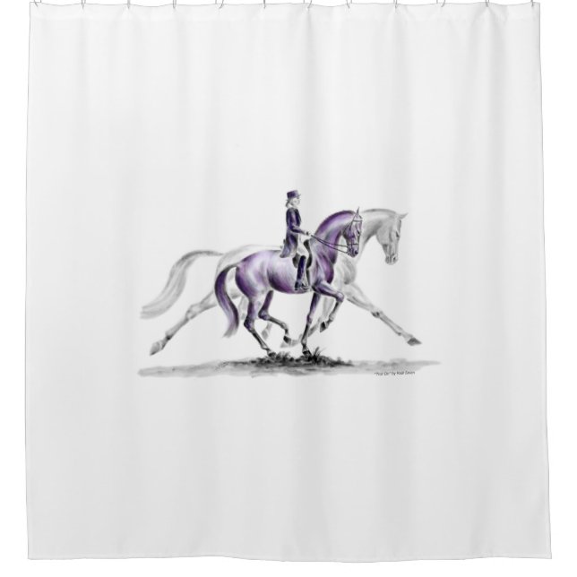 Dressage Horse in Trot Piaffe Shower Curtain (Front)