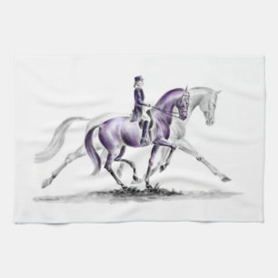 Dressage Horse in Trot Piaffe Tea Towel