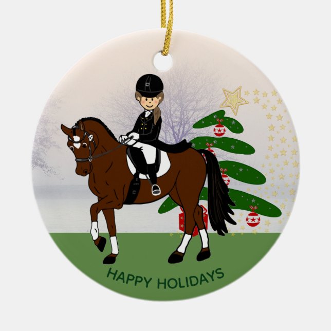 Dressage Horse Rider ADD own PHOTO Xmas Decoration (Front)