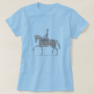 Dressage Horse With Rider In Word Clouds T-Shirt
