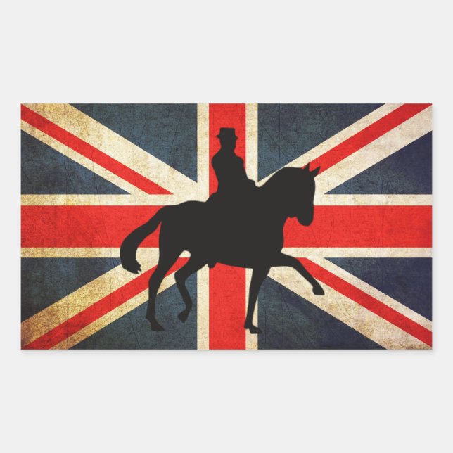 Dressage Horse with Union Jack Flag Stickers (Front)