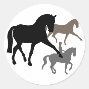 Dressage Horses Trio Classic Round Sticker
