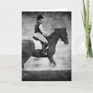Dressage in Black and White Grunge Card