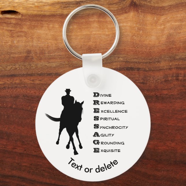 Dressage Is Horse Silhouette Personalised Key Ring (Front)
