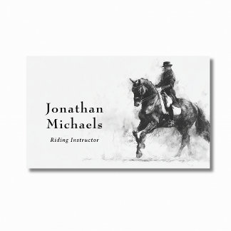 Dressage Professional Black & White Horse Sketch Business Card