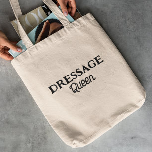 Dressage Queen Black Retro Script Equestrian Name Tote Bag