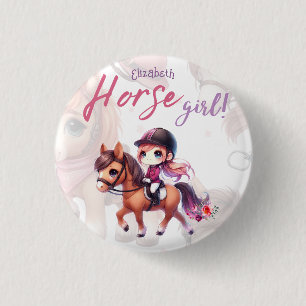 Dressage Rider Horse Girl Birthday Party 3 Cm Round Badge