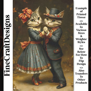 Dressed Dancing Cats, Cottagecore BX2 Decoupage Tissue Paper