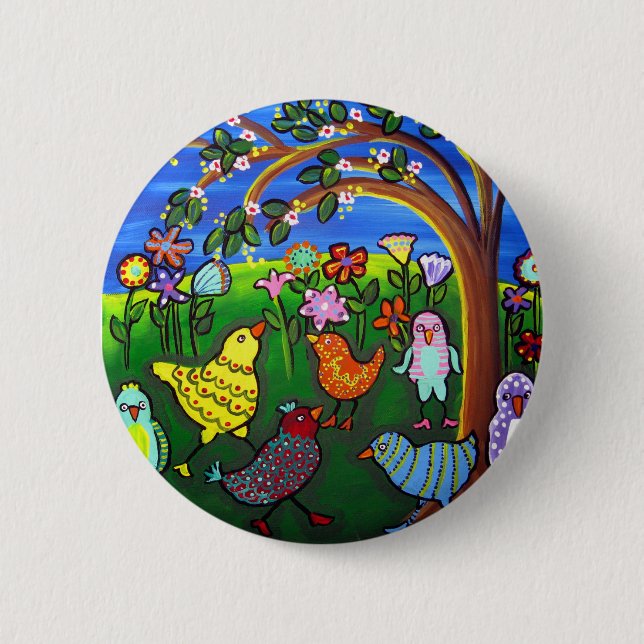 Dressed up Chicks n Peeps Fun Whimsical 6 Cm Round Badge (Front)