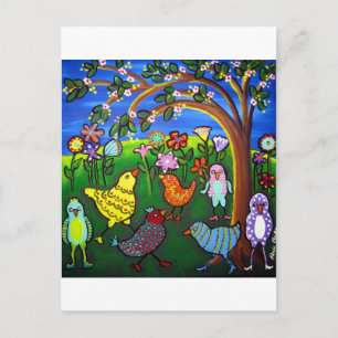 Dressed up Chicks n Peeps Fun Whimsical Postcard
