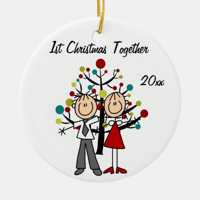 Dressed Up Couple Dated and Personalised Ornament (Front)