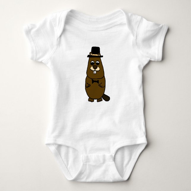 Dressed up Groundhog Baby Bodysuit (Front)