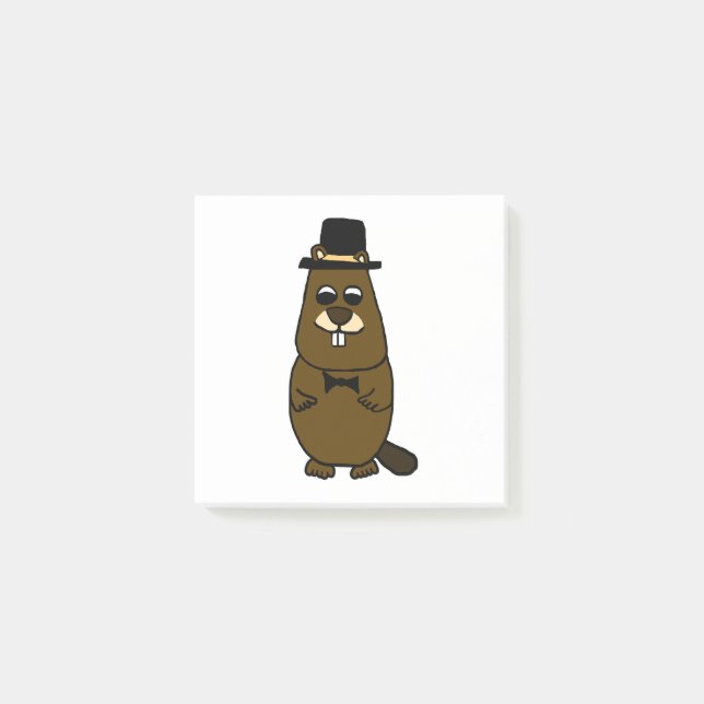 Dressed up Groundhog Post-it Notes (Front)