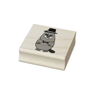 Dressed up Groundhog Rubber Stamp