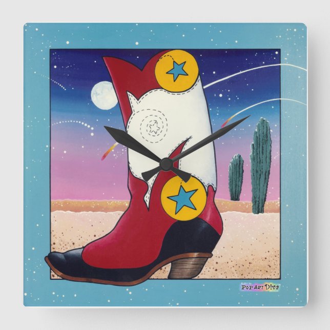 Dressed Up Western Cowboy Boot WALL CLOCK (Front)