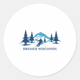 Dresser Wisconsin Ski Resort Skiing Skier Classic Round Sticker
