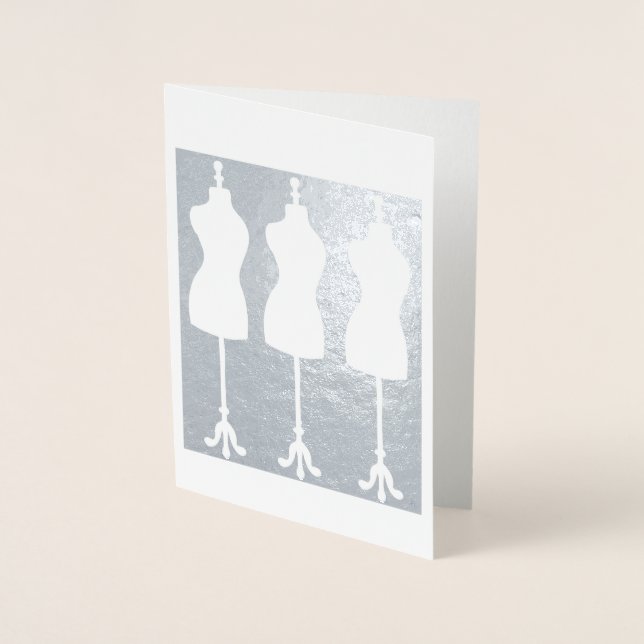 Dressform Mannequin Fashion Seamstress Sewing Foil Card (Front)