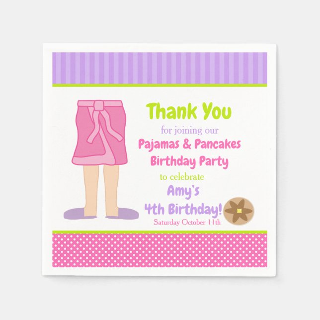 Dressing Gown Pyjamas and Pancakes Party Napkin (Front)
