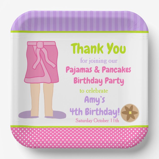 Dressing Gown Pyjamas and Pancakes Party Paper Plate (Front)