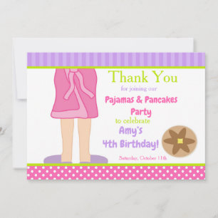 Dressing Gown Pyjamas and Pancakes Party Thank You Card