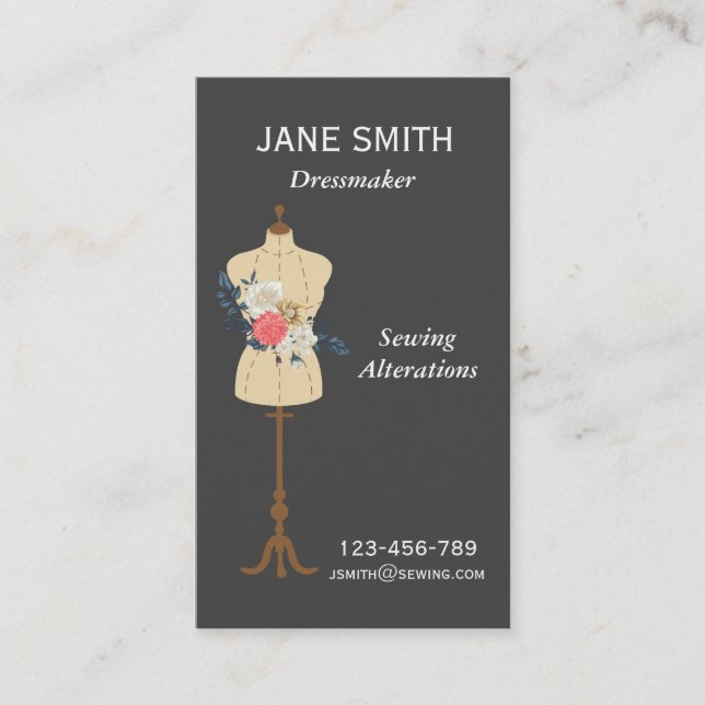 Dressmaker, Sewing, alterations professional Business Card (Front)