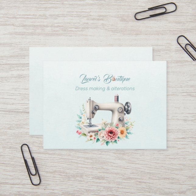 Dressmaking and Alterations Boutique  Business Card (Front/Back In Situ)