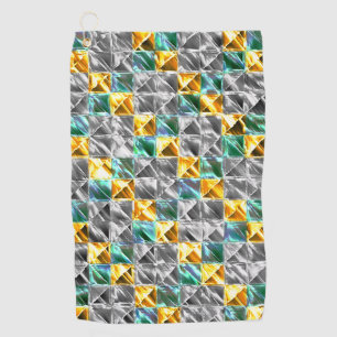 Dressy mint, golden and silver tiles or stained Golf Towel