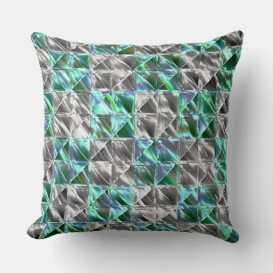 Dressy mint green to silver tile or stained chess Cushion