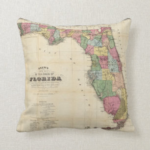 Drew's New Map Of The State Of Florida Cushion