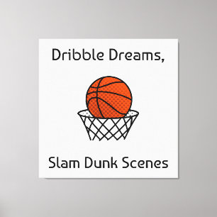 Dribble Dreams, Slam Dunk Scenes Basketball Canvas Print