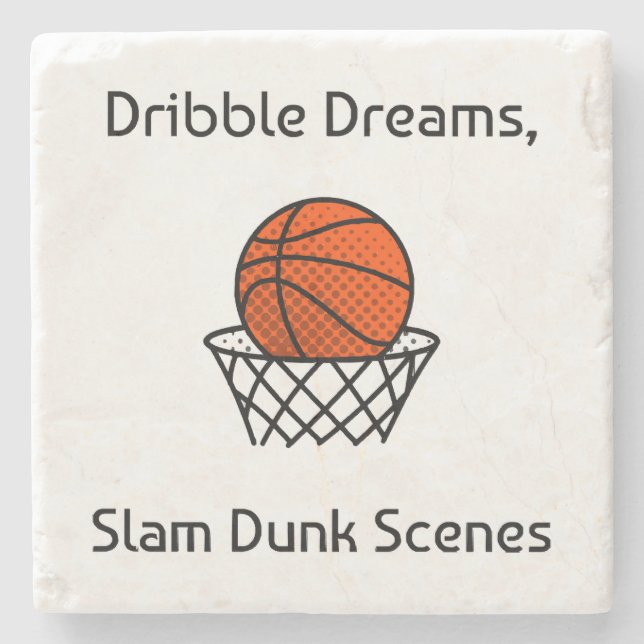 Dribble Dreams, Slam Dunk Scenes Basketball Stone Coaster (Front)