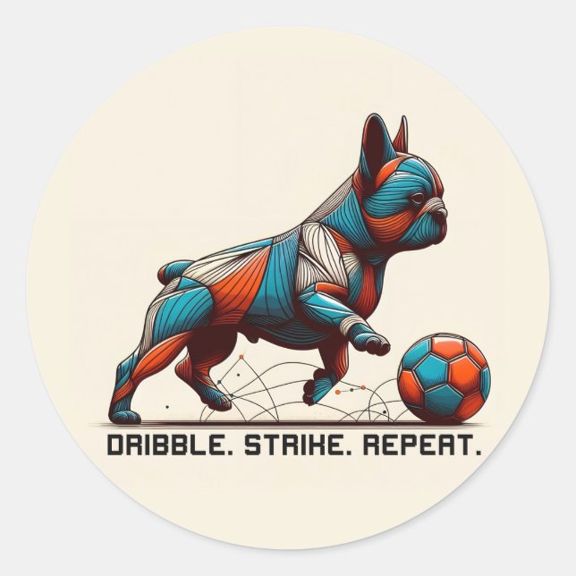 Dribble. Strike. Repeat. Classic Round Sticker (Front)