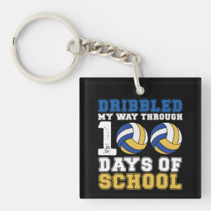 Dribbled My Way Through 100 Days School Volleyball Key Ring