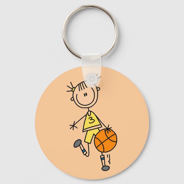 Dribbling Girl Basketball Tshirts and Gifts Key Ring (Front)