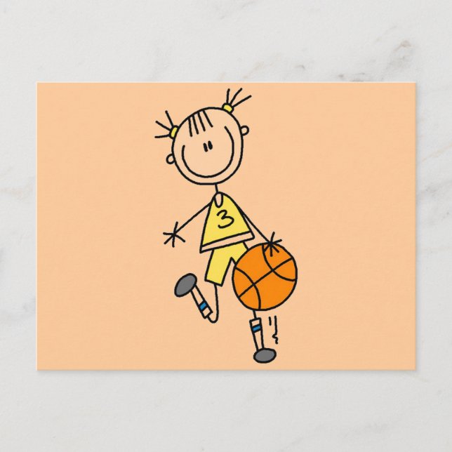Dribbling Girl Basketball Tshirts and Gifts Postcard (Front)