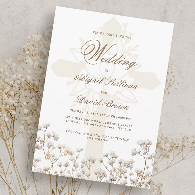 Dried Baby's Breath Religious Wedding Invitation (Creator Uploaded)