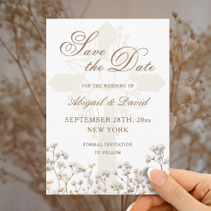 Dried Baby's Breath Religious Wedding Save The Date