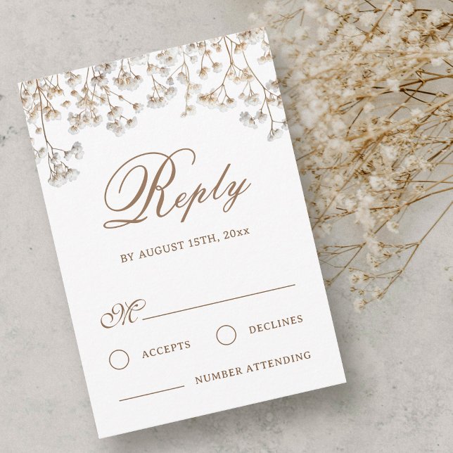 Dried Baby's Breath Wedding RSVP Card (Creator Uploaded)