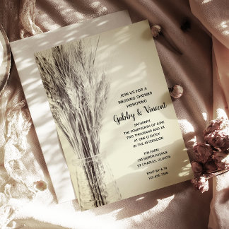 Dried Barley in Milk Bottle Farm Wedding Shower Invitation